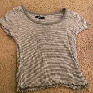 A&F Army Green Fitted Shirt w Sleeve Ruffles